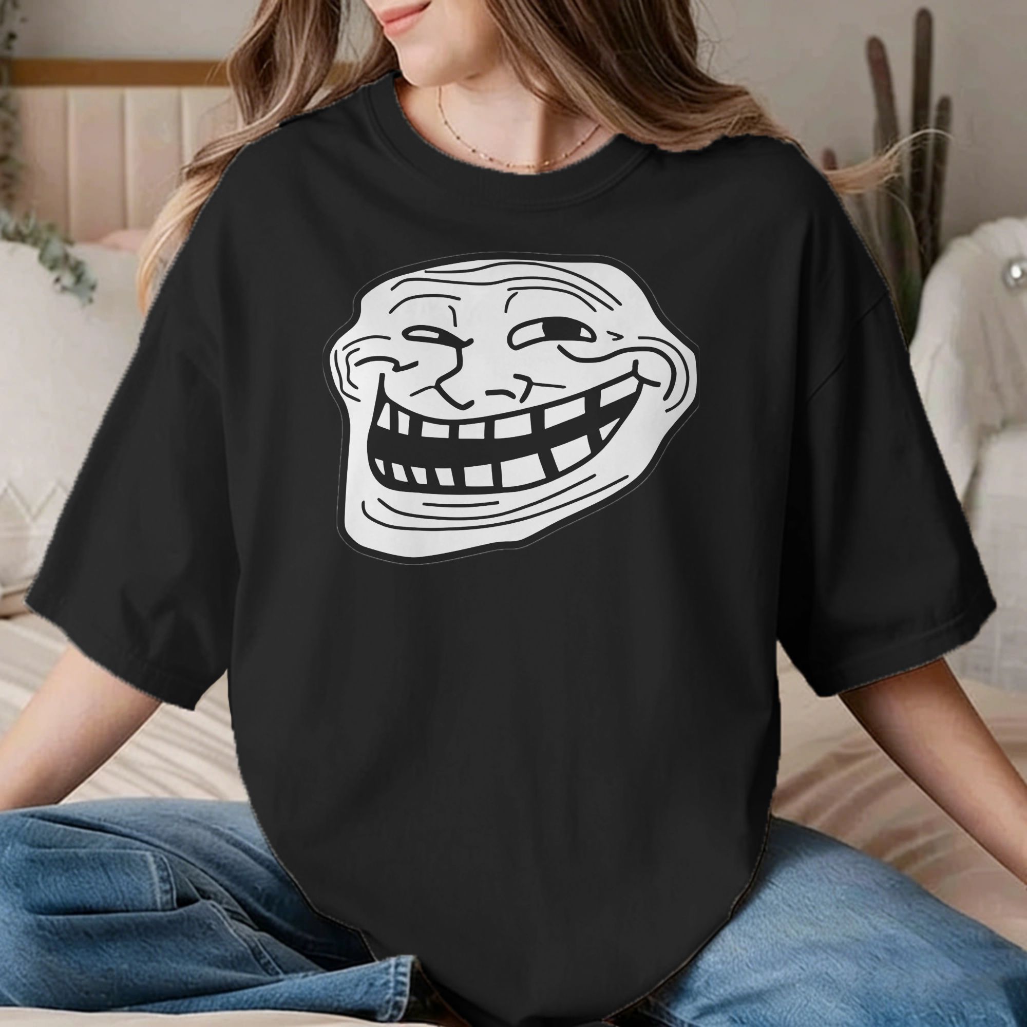 Anime Cosplay Meme - T-shirt Leisure Trol Face Trollface MEME