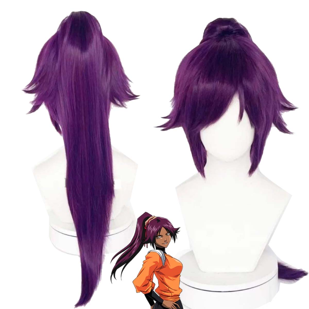 Bleach Captain Coat - Shihouin Yoruichi Parrucche Cosplay Fibra ad